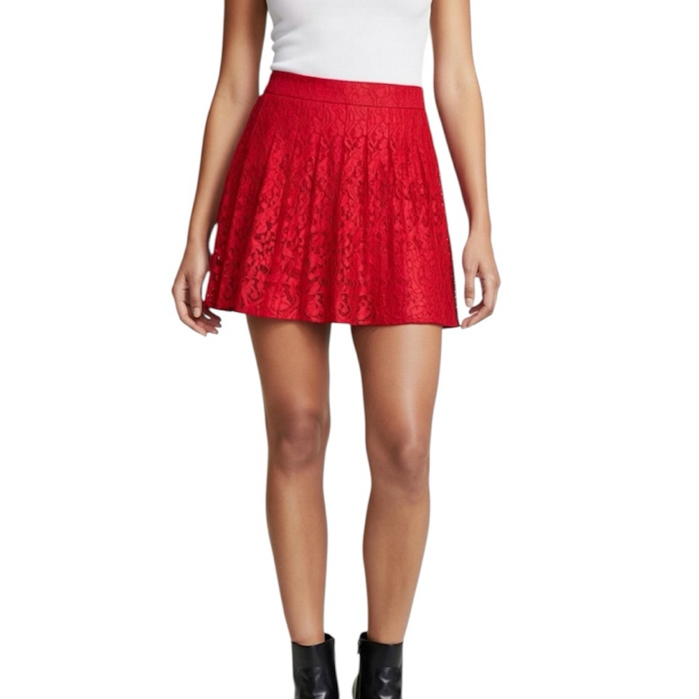 Forever 21 Coral Lace Flounce Mini Skirt